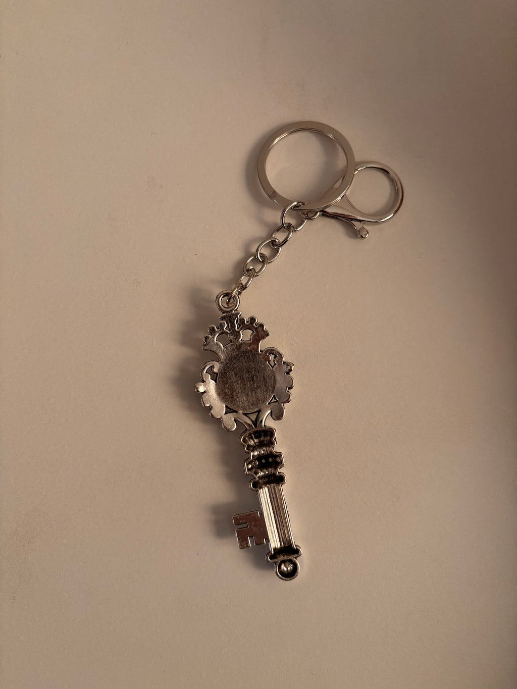 Silver-Tone Lucky Eye Rhinestone Keychain