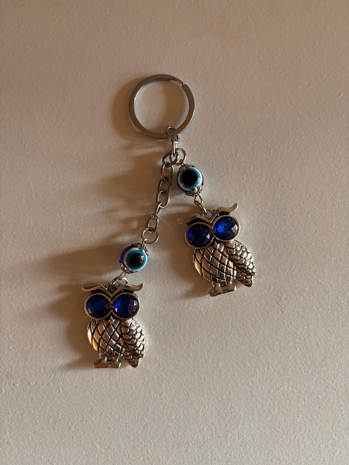 Silver-Tone Lucky Eye Rhinestone Keychain