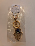 Gold-Tone Evil Eye Rhinestone Keychain