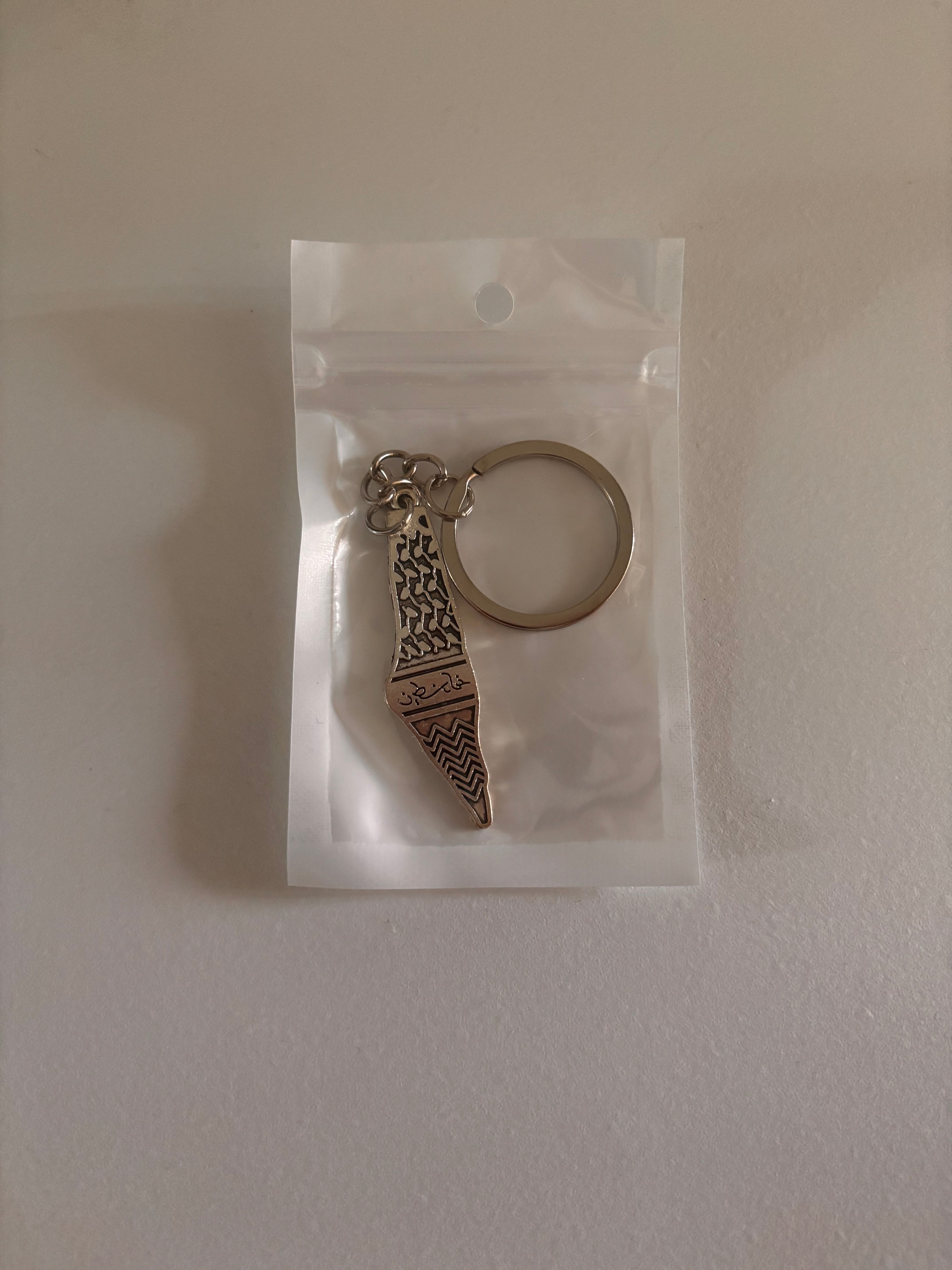 palestine map shaped keychain